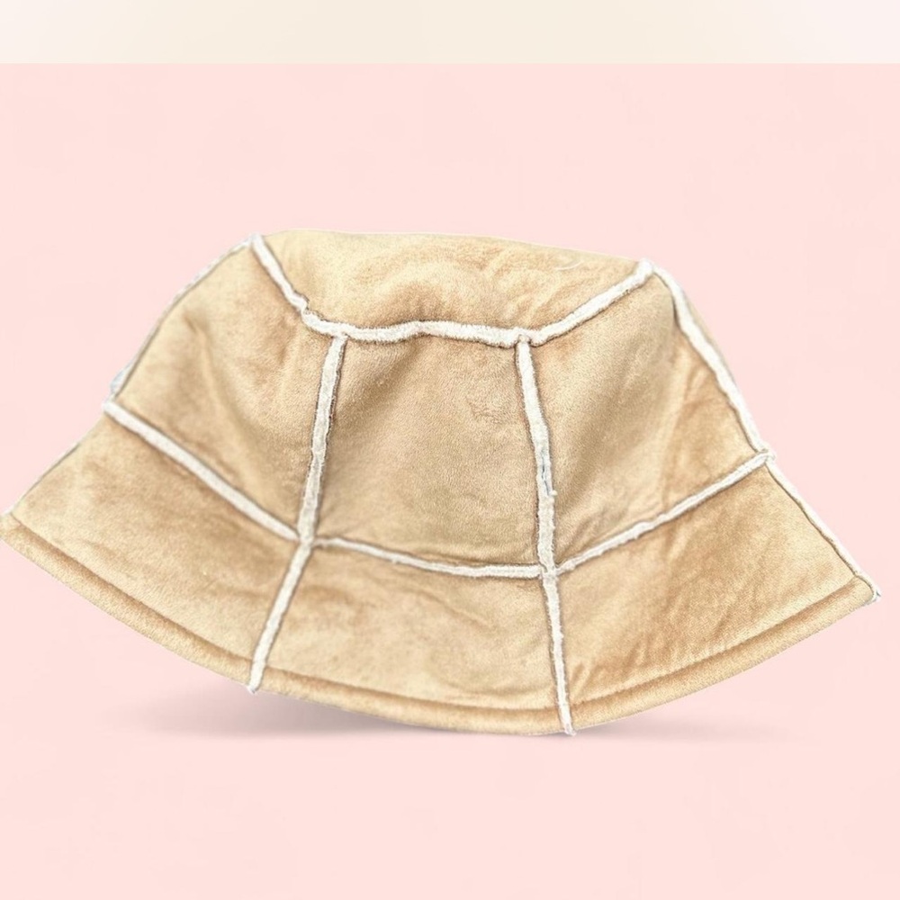 Tan Bucket Hat with Stitching